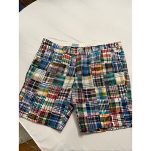 Castaway Plaid Madraas Patchwork Chinos Shorts Size 46